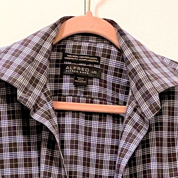 🌷 Alfred Sung🌷Plaid Button Down Classic Shirt - Picture 8 of 8